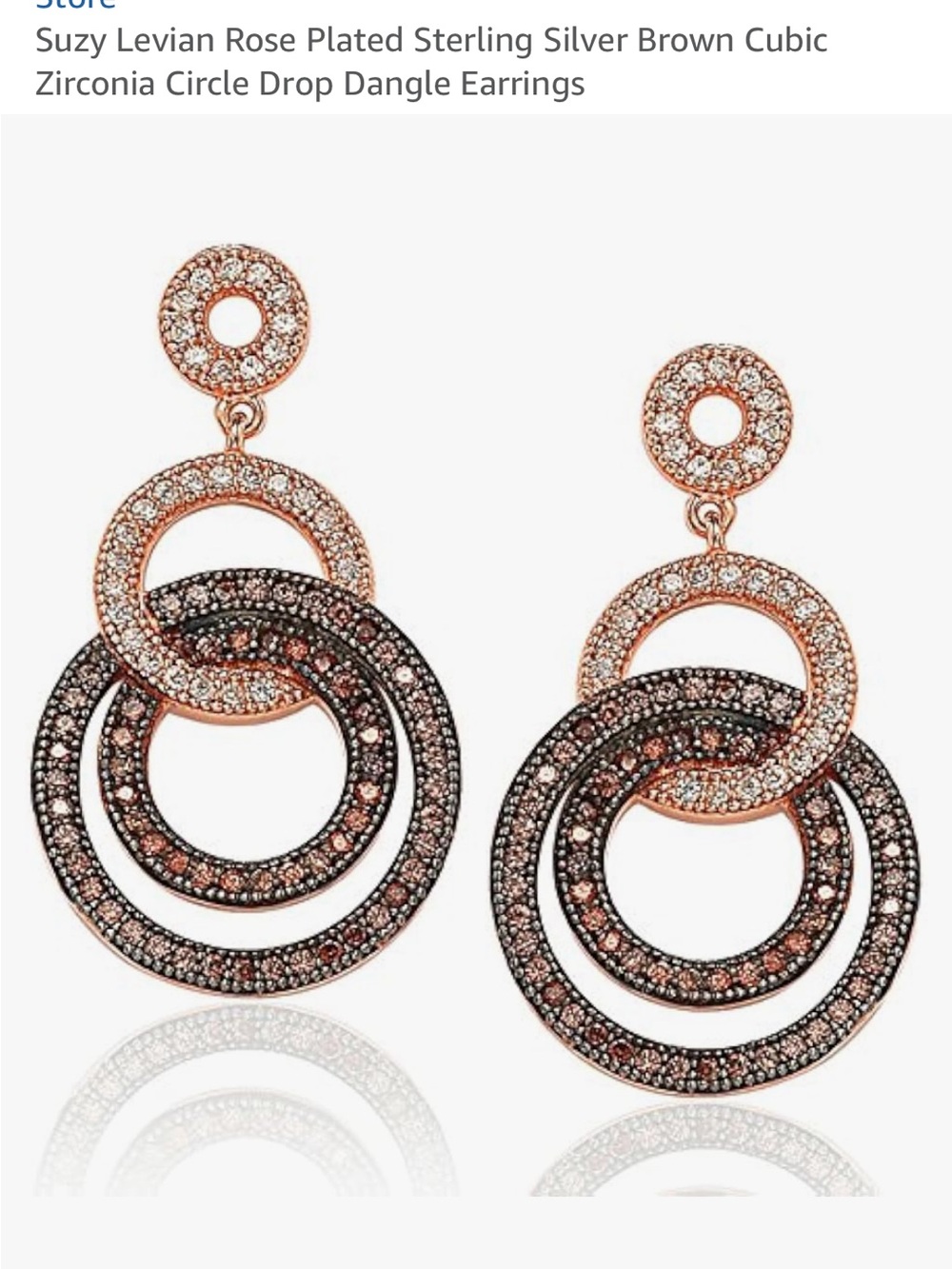 Suzy Levian 14K Rose Gold Silver Plated Circle Drop Earring - Picture 5 of 6